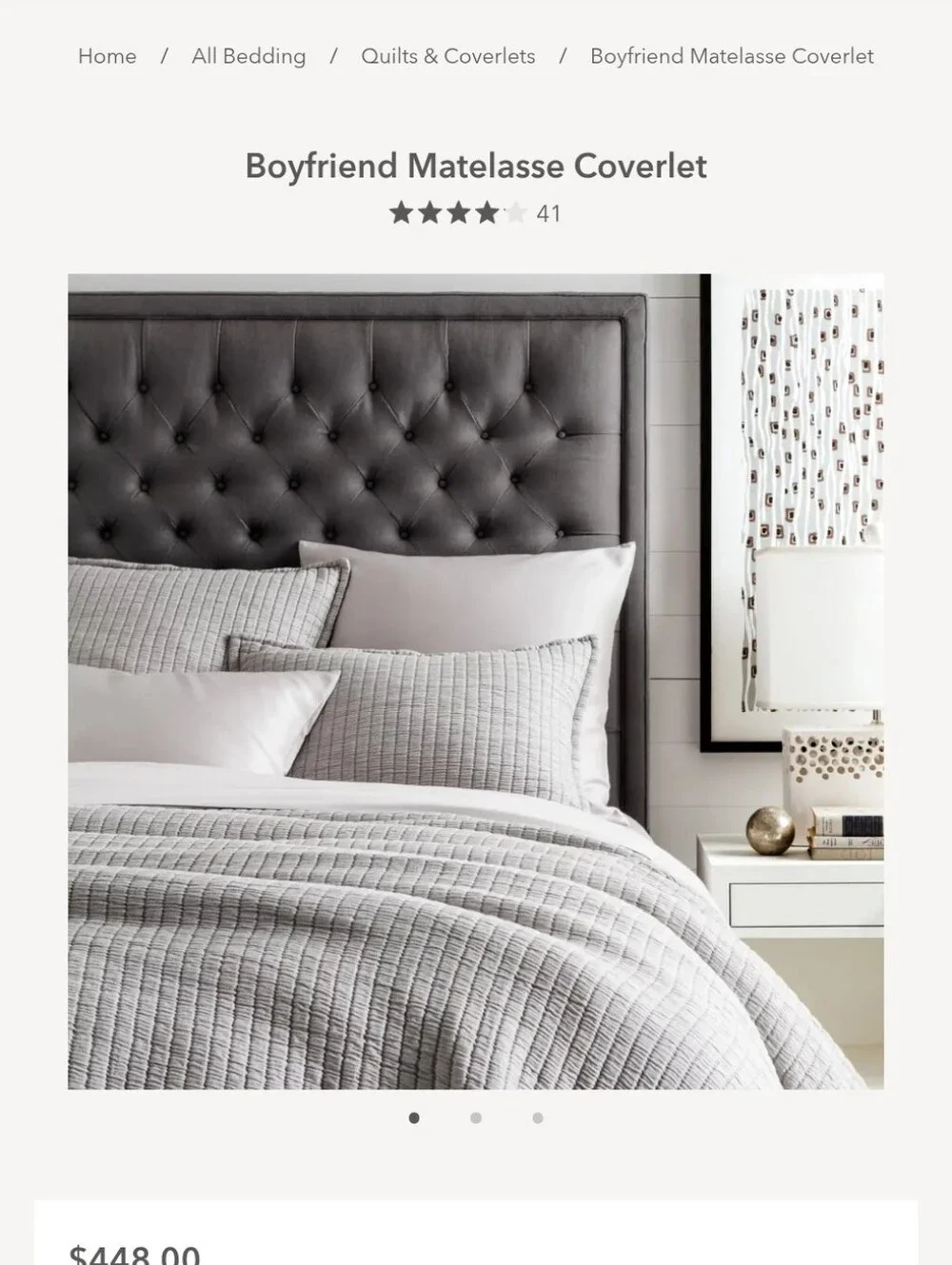 Annie Selke Boyfriend Matelasse Coverlet Gray Full/Queen New